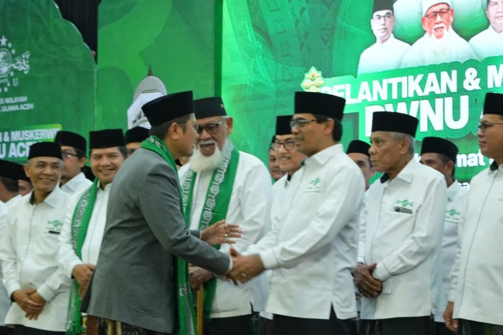 Pengurus Besar Nahdlatul Ulama (PBNU) melantik 119 pengurus Pengurus Wilayah Nahdlatul Ulama (PWNU) Aceh masa khidmat 2026-2031 di Hotel Grand Aceh Syariah, Lamdom, Banda Aceh, Sabtu (27/6/2026) malam.
