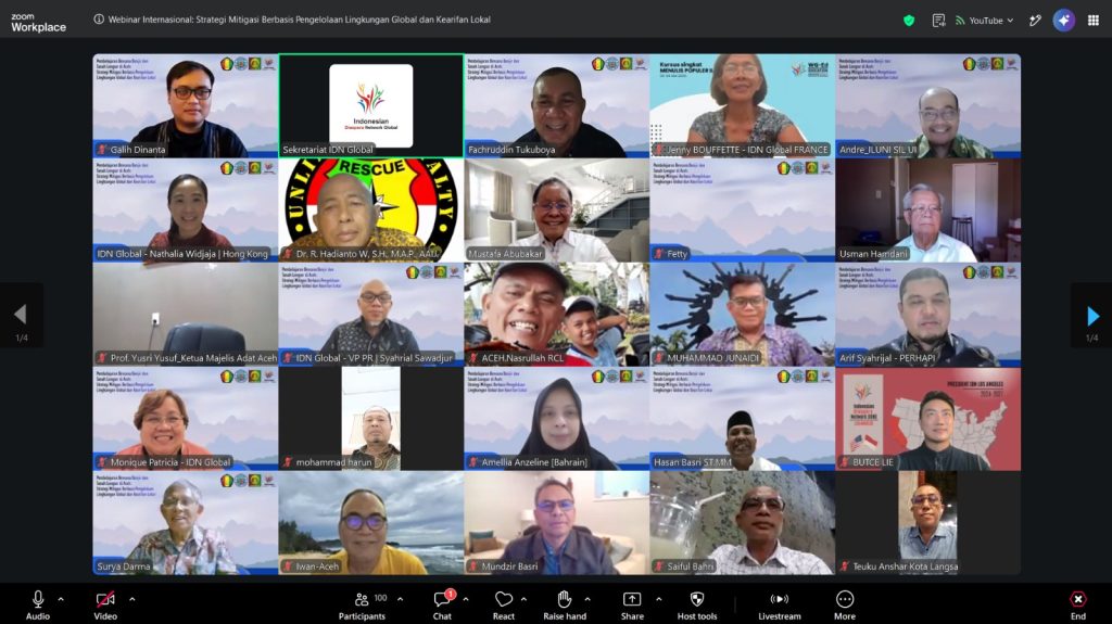 Ikatan Alumni Sekolah Ilmu Lingkungan Universitas Indonesia (ILUNI SIL UI) bersama dengan IDN GlobaI, Diaspora Global Aceh dan Majelis Adat Aceh menyelenggarakan webinar internasional virtual dengan tajuk "Pembelajaran Bencana Banjir dan Tanah Longsor di Aceh