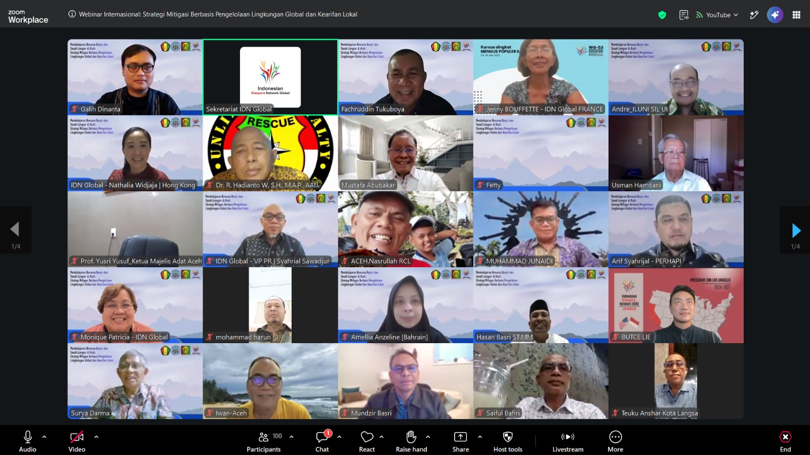 Ikatan Alumni Sekolah Ilmu Lingkungan Universitas Indonesia (ILUNI SIL UI) bersama dengan IDN GlobaI, Diaspora Global Aceh dan Majelis Adat Aceh menyelenggarakan webinar internasional virtual dengan tajuk "Pembelajaran Bencana Banjir dan Tanah Longsor di Aceh