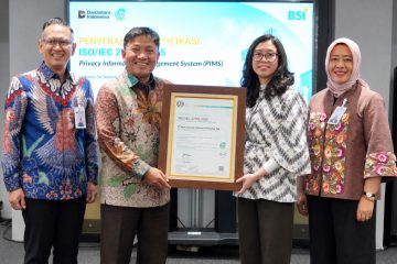 . BSI resmi menjadi bank pertama di Indonesia yang berhasil meraih sertifikasi berstandar global, ISO/IEC 27701:2025, tentang Privacy Information Management System (PIMS) atau Sistem Manajemen Informasi Privasi.
